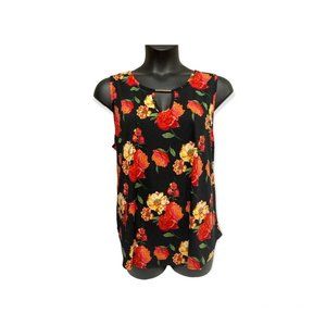 Top Fashion of NY Size 1X Orange Pink and Black Floral Tank Top